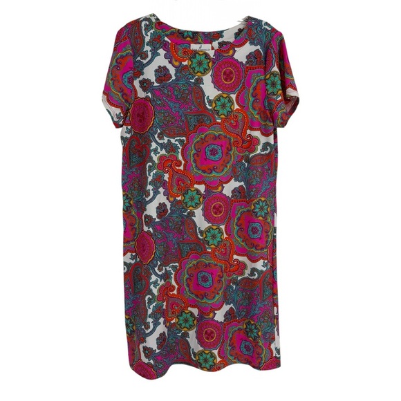 JUDE CONNALLY Shift Dress Stretch Paisley Pink Multi Tunic Dress Size Small - Picture 1 of 8